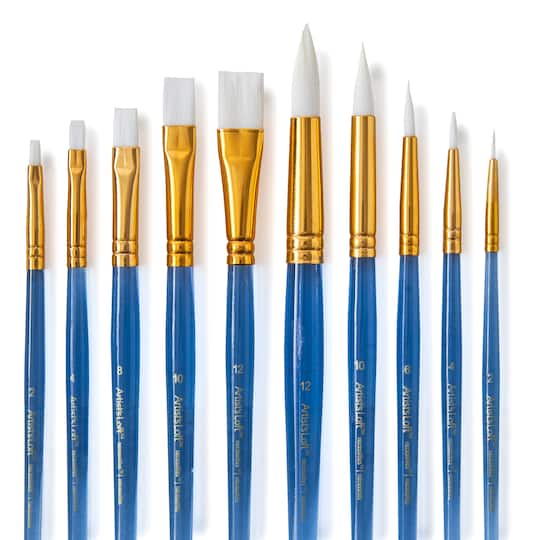 White Synthetic Acrylic Round & Flat 10 Piece Brush Combo By Artist's Loft® Necessities™